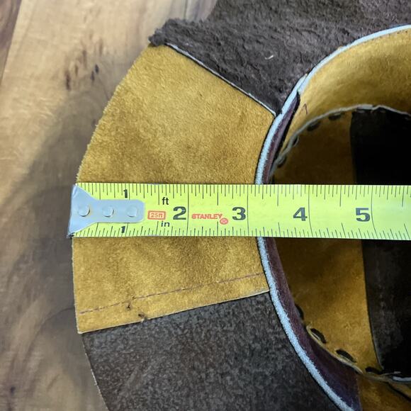 Vintage Suede Leather Patchwork Hat Hippie Western Boho 1970s Cowgirl Floppy main image 10